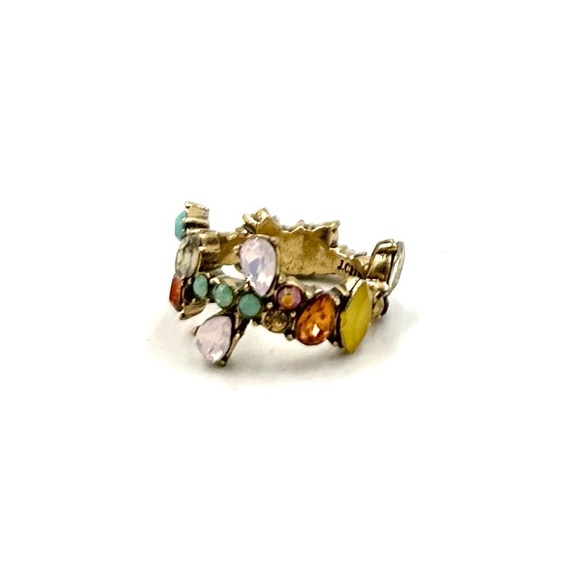 J. Crew Multi Rhinestone Ring Sz 6 Vintage - Picture 3 of 10
